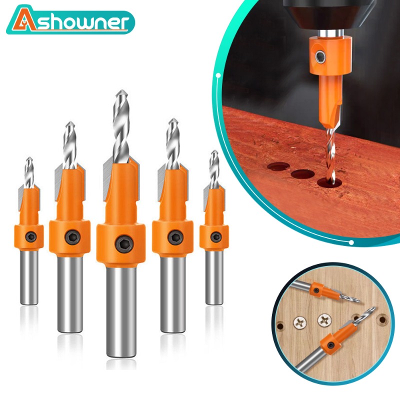 8/10MM Shank HSS Countersink Drill Bit Woodworking Router Bit set Milling Cutter Screw Extractor Remon Demolition Wood Drilling