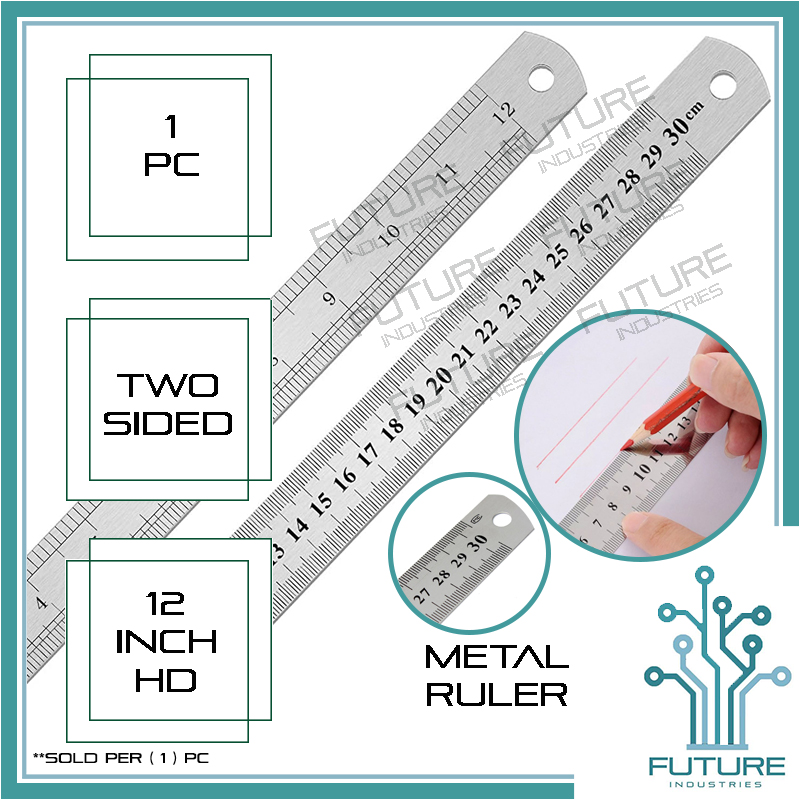 Ruler Metal 12 Inches Heavy Duty Metal Ruler Office School Stainless 