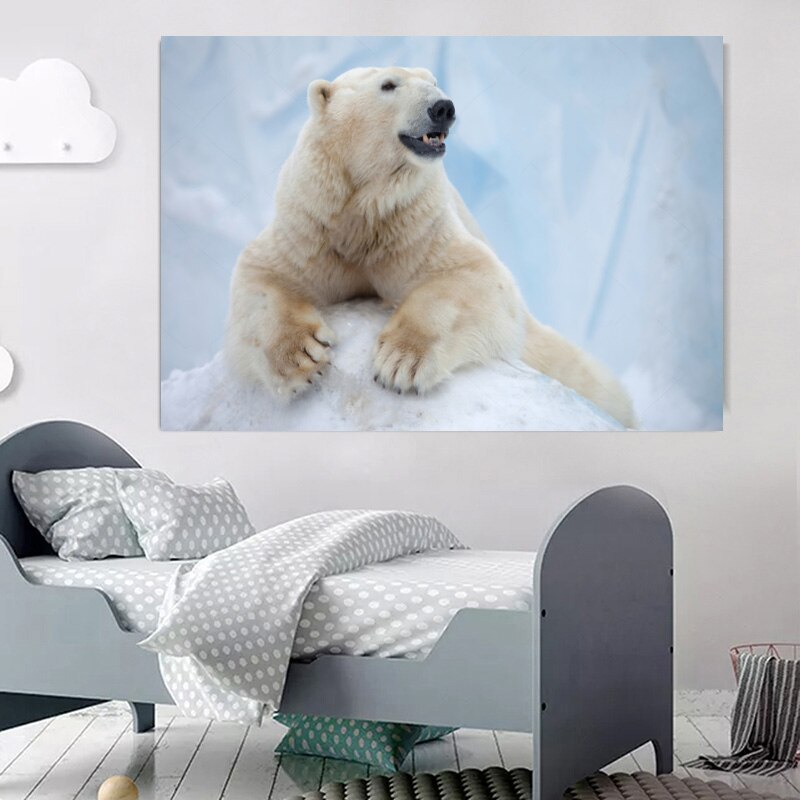 Cute Polar Bear Poster Wall Art Canvas Animal Pictures Living Room Decoration Wall Decoration Painting 249