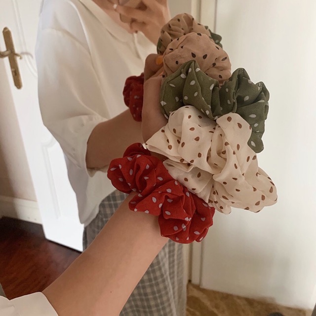 Dây buộc tóc, cột tóc scrunchies hoa quả chấm bi dễ thương Alala