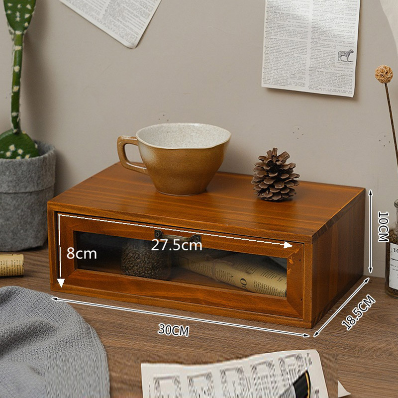 Chinese style solid wood drawer type retro computer elevated shelf desktop storage box cosmetics office desk shelf,save space,wood