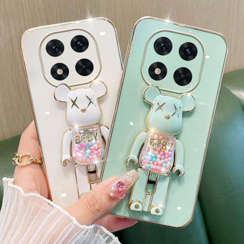 Phone cover Redmi Note 14 4G Back case Soft Electroplated Quicksand Hourglass Pellet KWAS Bear silicone shockproof Protector Smooth For Redmi Note 14 Pro+ Phone cases. 