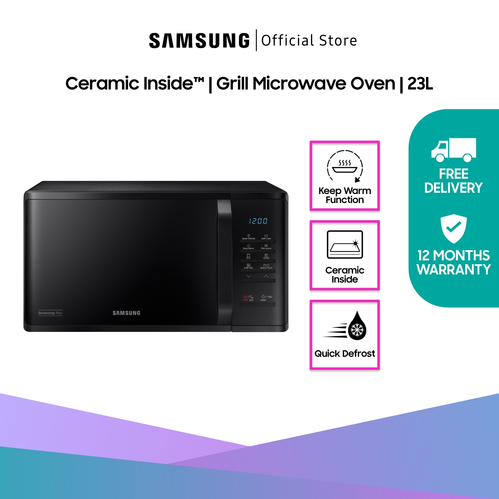 Bulky] Samsung Ceramic Inside ™, 23L, Grill Microwave Oven MG23K3513AK/SP |  Lazada Singapore