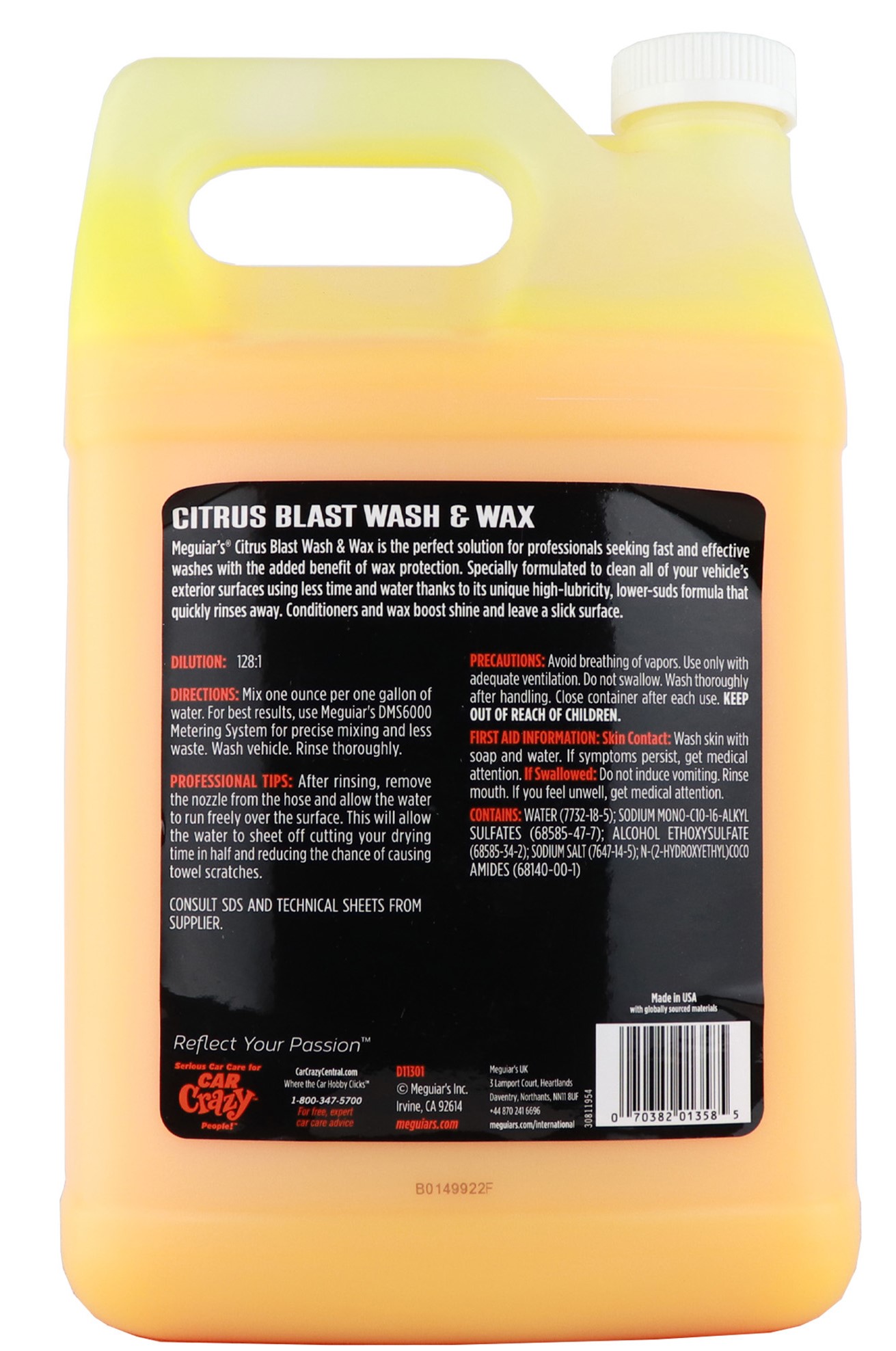 Meguiar's® Citrus Blast Wash & Wax, D11301, 1 Gallon
