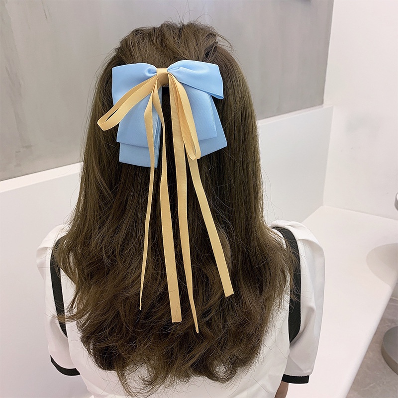 Kẹp Tóc Nơ Lụa Nhiều Màu Xinh Xắn Phong Cách Hàn Quốc (ảnh thật 100%)