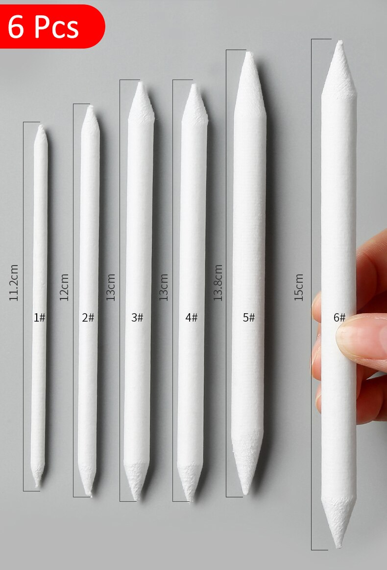 ‘；。【’【 3/6Pcs Blending Smudge Stump Stick Tortillon Sketch Art White Drawing Charcoal Sketcking Tool Rice Paper Pen Supplies