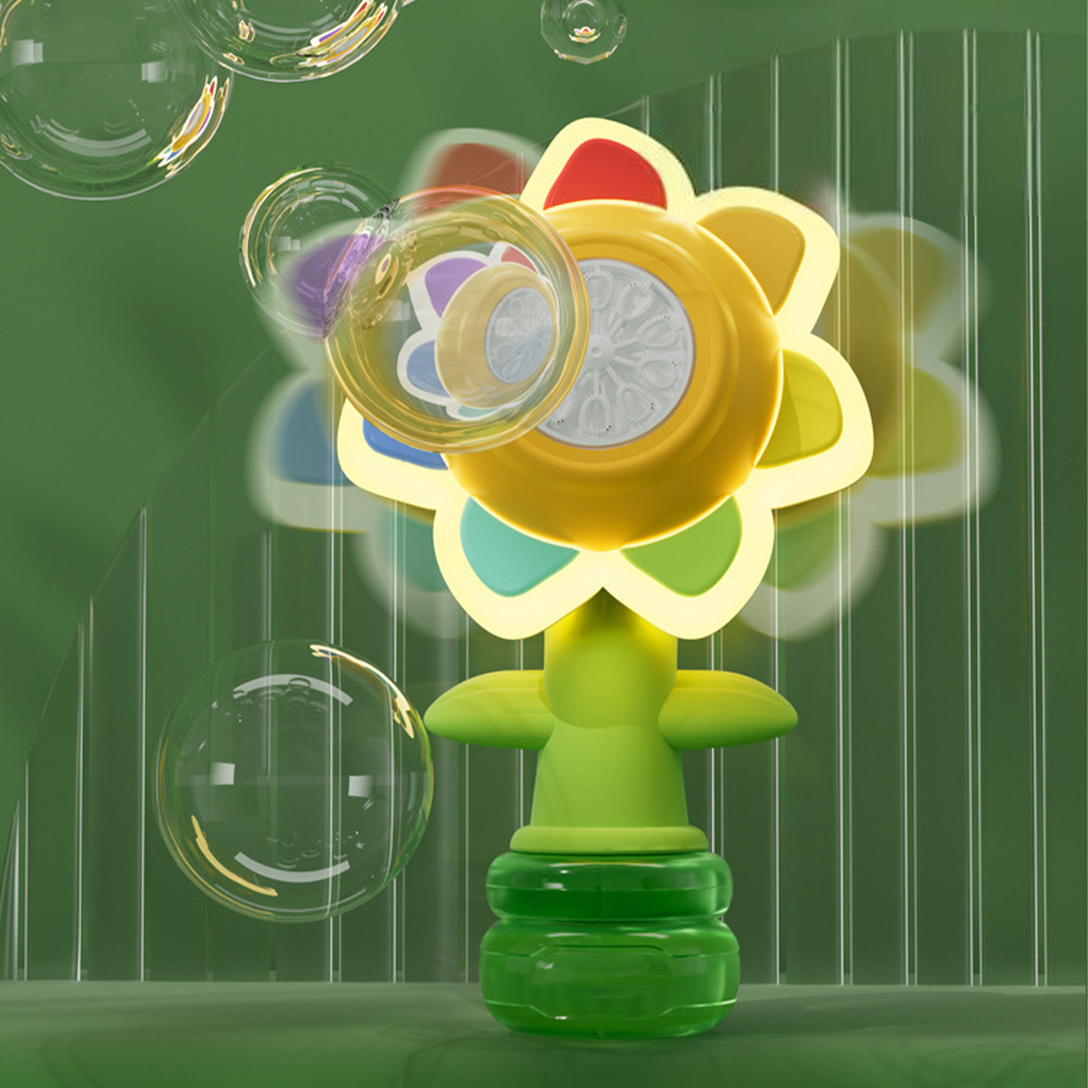 PinShang Sunflower Bubble Machine With Colorful Lights Seven Color Flower Rockable Automatic Bubble Blower Maker Toys Gifts For Kids. 