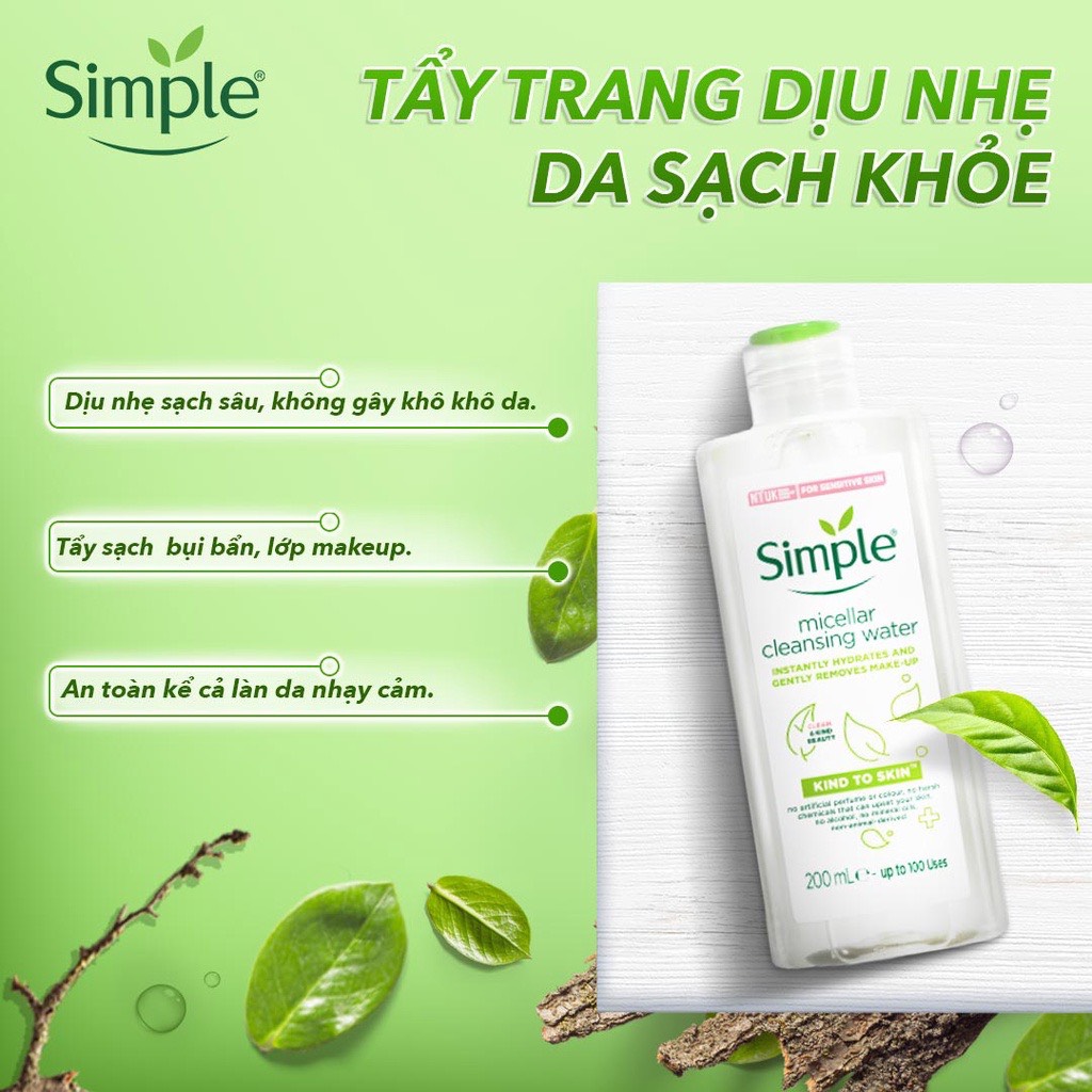 [Tem Phụ] Nước Tẩy Trang Simple Dành Cho Da Nhạy Cảm 200ml