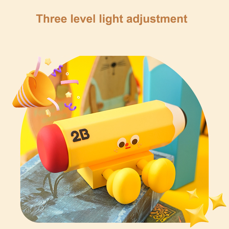 Pencil Night Light Children's LED Silicone Bedside Table Lamp USB Rechargeable Soft Light Eye Protection Paipap Dimming Lamp cute