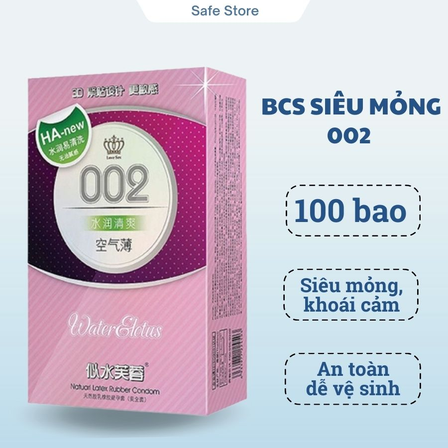 Bao cao su siêu mỏng 002 Trung Quốc, bao cao su gia đình, khách sạn siêu mỏng nhiều gel kéo dài thời gian quan hệ