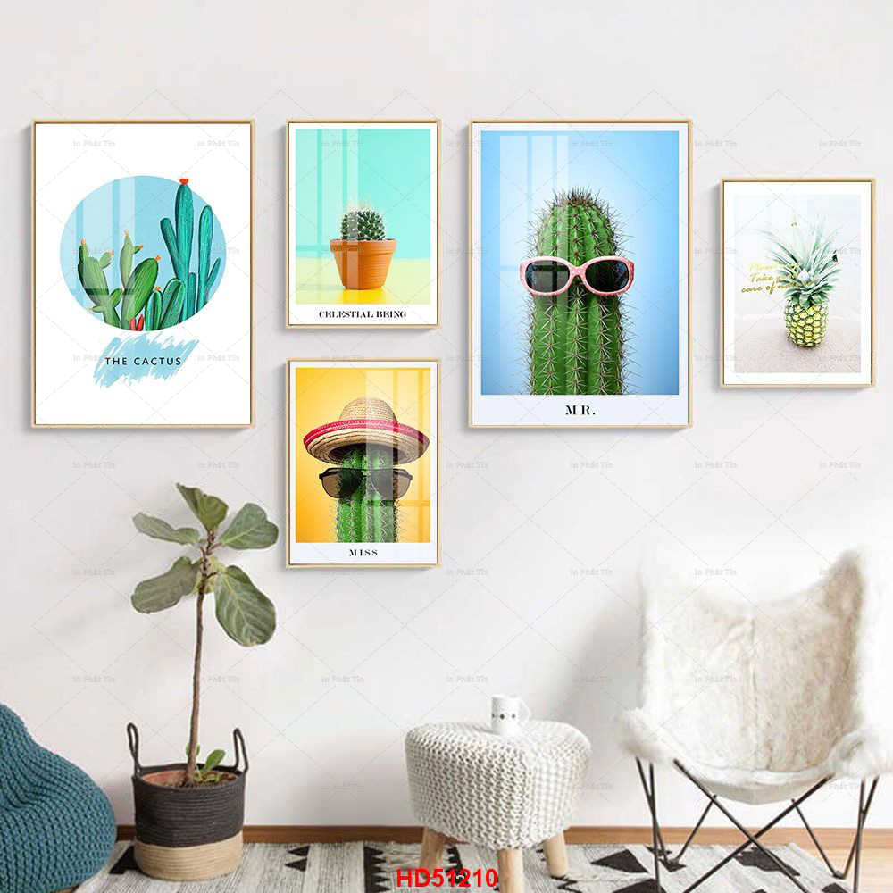 Bộ 5 tranh treo tường trang trí dán tường đẹp hiện đại, siêu nhẹ siêu bền có sẵn keo dán phong cách hiện đại