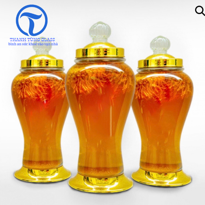 BÌNH NGÂM RƯƠU SÂM THUỶ TINH   Phú Hoà 3 LÍT KHÔNG VAN