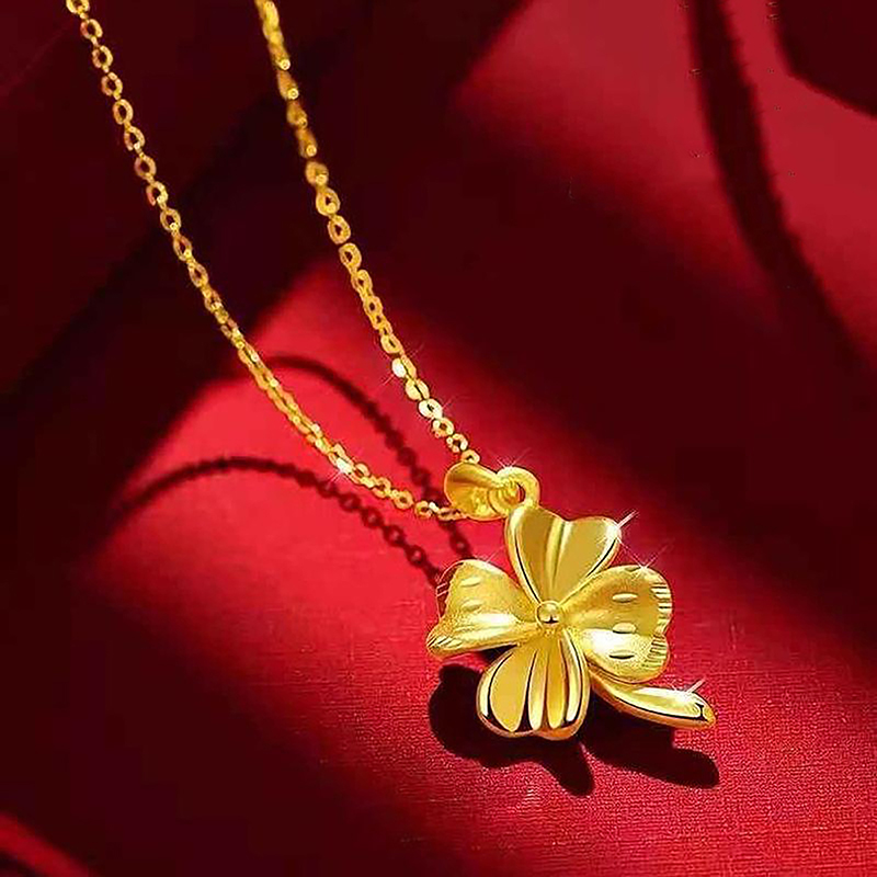 Gold Color Pendant Bird's Nest Lucky Clover Flower Heart Necklace Accessories Bayline.