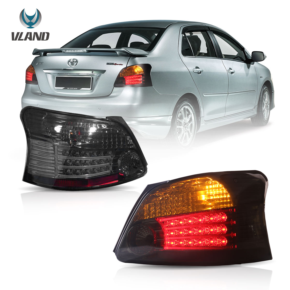 VLAND Toyota Vios LED Tail Lights Assembly 20072013 VIOS XP90 Tail