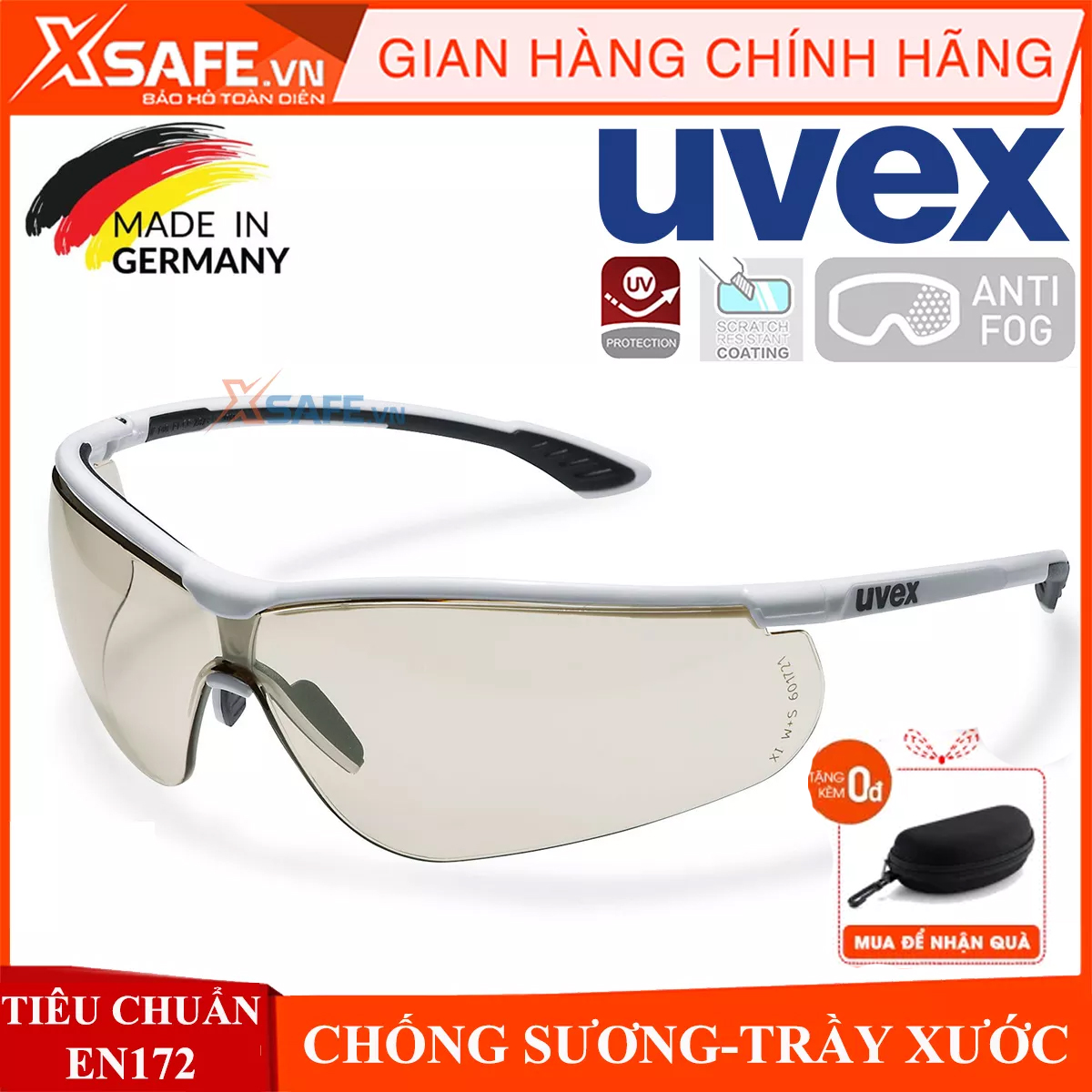 Kính bảo hộ UVEX CBR65 9193064 màu trà - kính chống chói, không bám nước