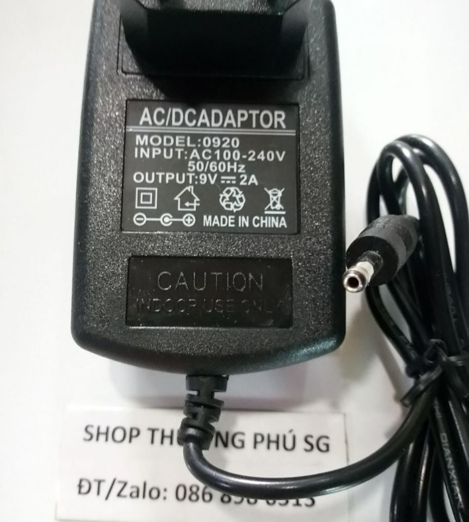 Adapter DC 9V - 2A (Đầu nhỏ - Chuẩn cắm 3.5mm X 1.35mm)