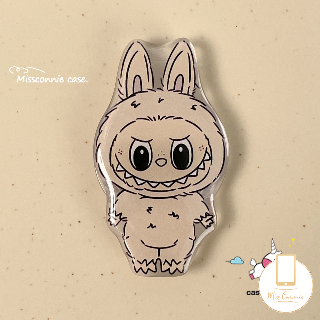 Trendy Brand Cartoon Funny Pop Mart Labubu Universal Foldable Ring Holder Support Cute Little Purple Ghost Colorful LABUBU Phone Holder Creativity Epoxy Phone Holder. 