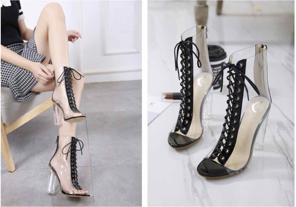 GIÀY BỐT CỘT DÂY TRONG SUỐT HÀNG CAO CẤP