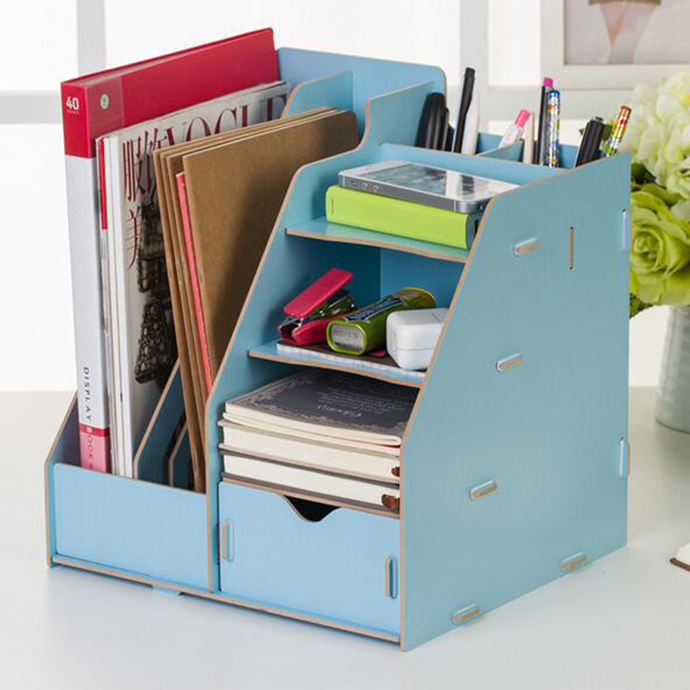 Files Rack Shelf For Office With Boxed Racks 【The Quiet Page】Xrhyy Desk Wooden Storage Box Office Supplies Finishing ...