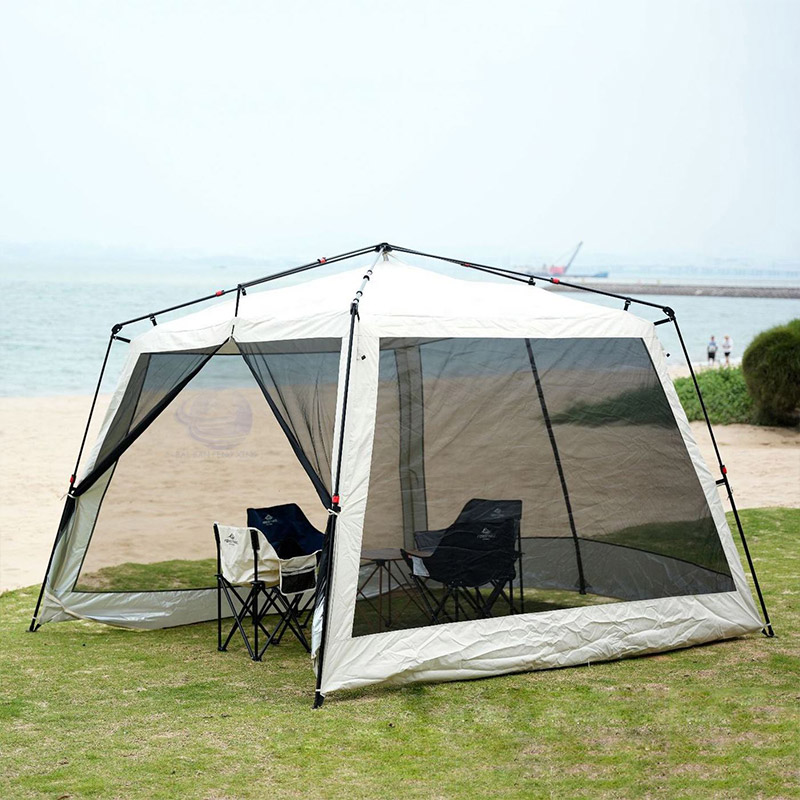 DEUKIO Outdoor automatic canopy tent 8-10 people pergola rainproof thickened silver awning, mosquito net, living room tent
