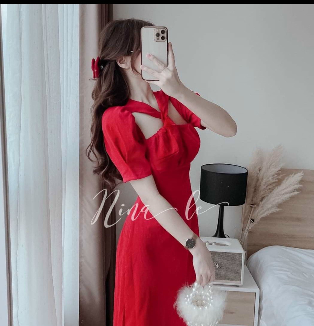 Đầm Dự Tiệc Cổ Chéo