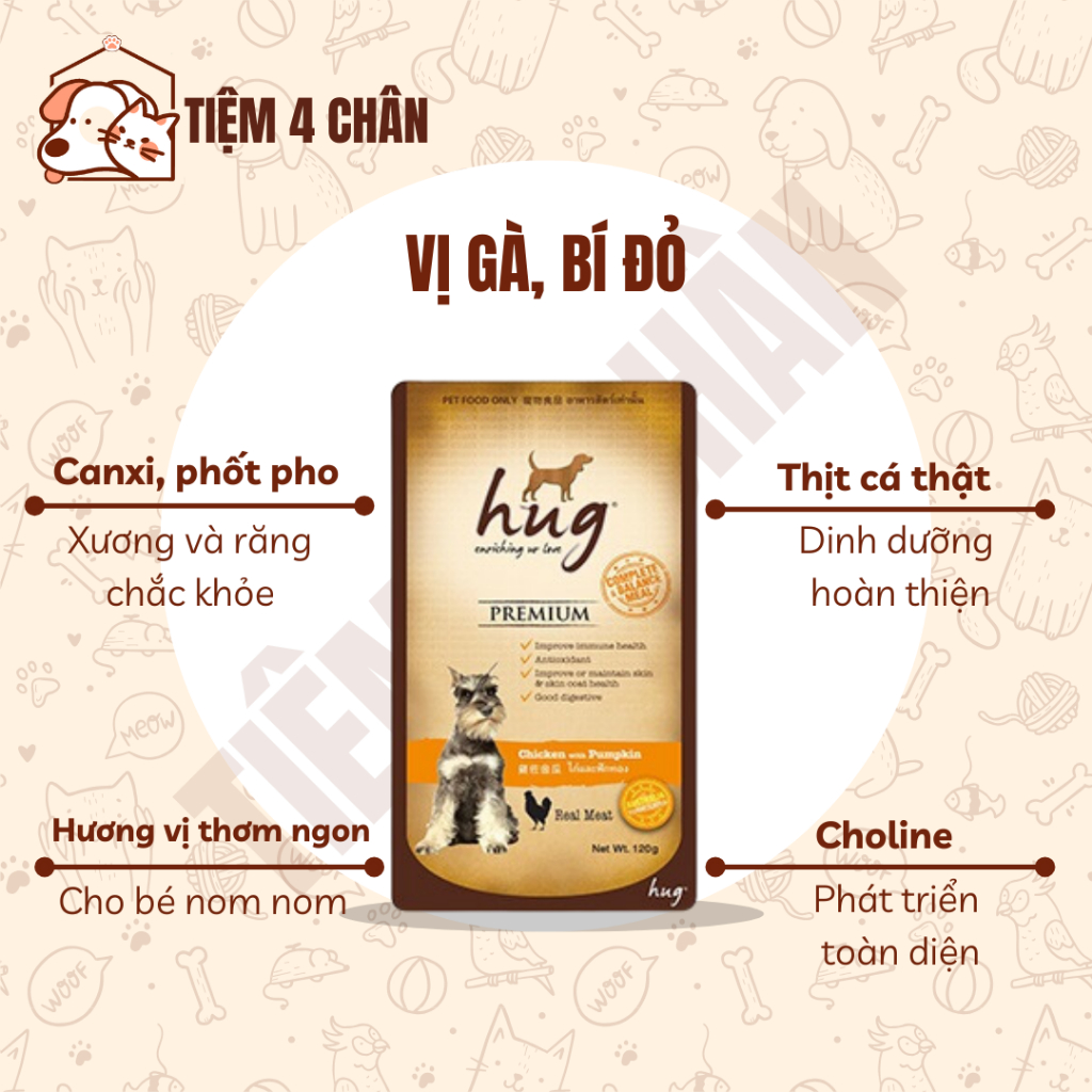 (120g) Thức ăn ướt Pate Hug cho chó các vị