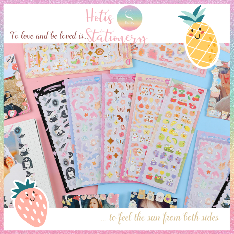 [HOTIS] [17 MẪU] Sticker trang trí card, toploader phong cách Hàn Quốc cán màng lấp lánh