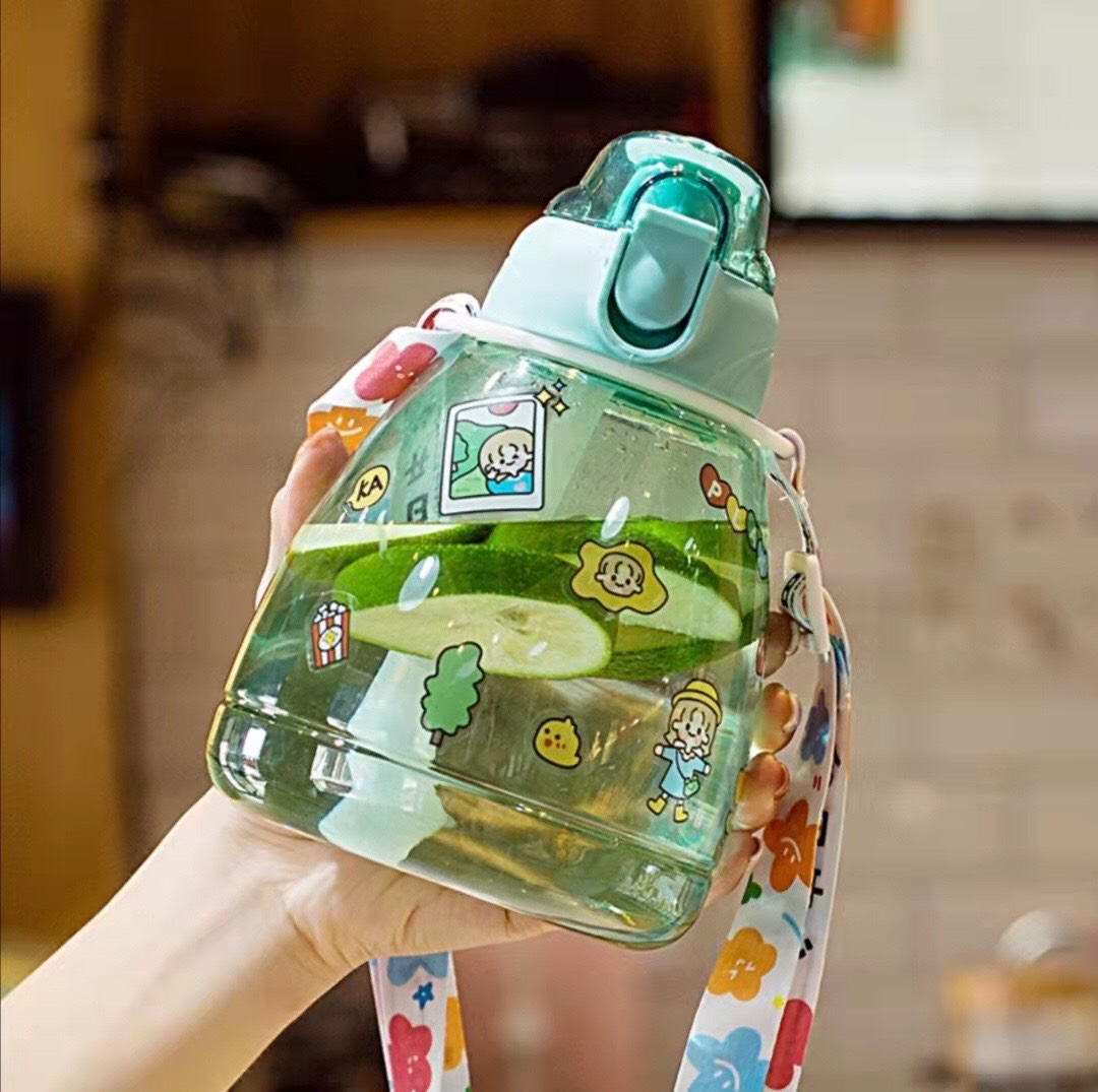 Bình nước giữ nhiệt cute 800ml , bình nước giữ nhiệt kèm ống hút