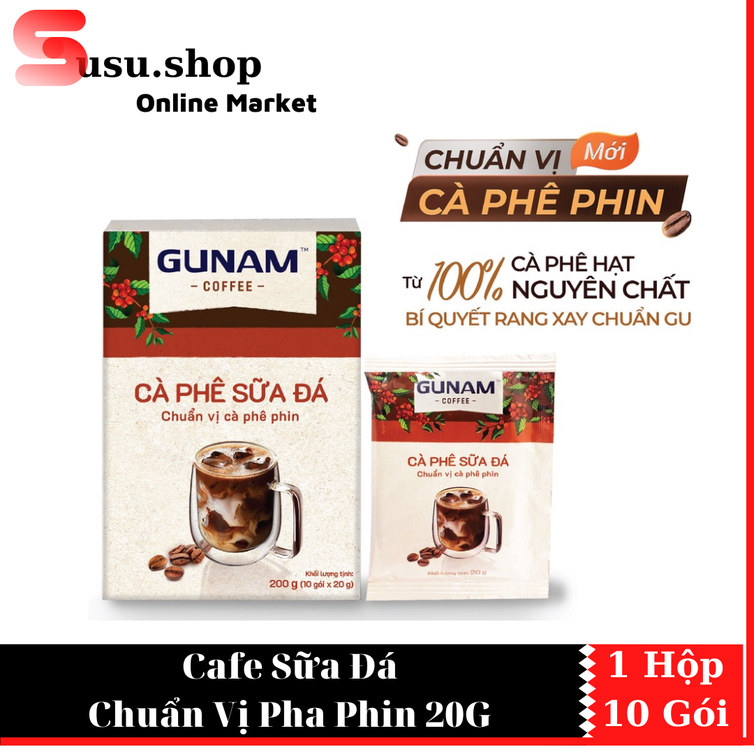 Cà phê hòa tan GUNAM cà phê sữa đá (hộp 10 gói x 20g)