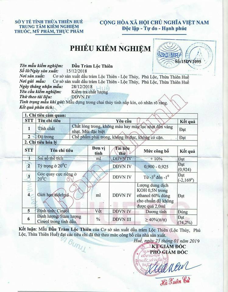 Dầu Tràm Lộc Thiên Nguyên chất 100%