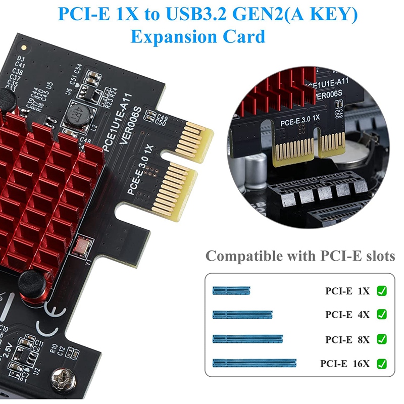 PCIE USB 3.1 GEN2 Type-E Expansion Card,10Gbps PCI Express 3.0 1X to 20Pin Front Panel Type C Connector for Windows 10/8