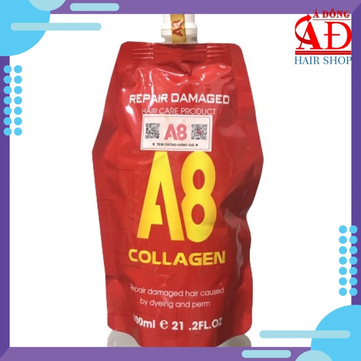 [+Tặng mũ trùm] DẦU HẤP Ủ TÓC COLLAGEN A8 PHỤC HỒI SIÊU MƯỢT (ĐỎ) 600ML