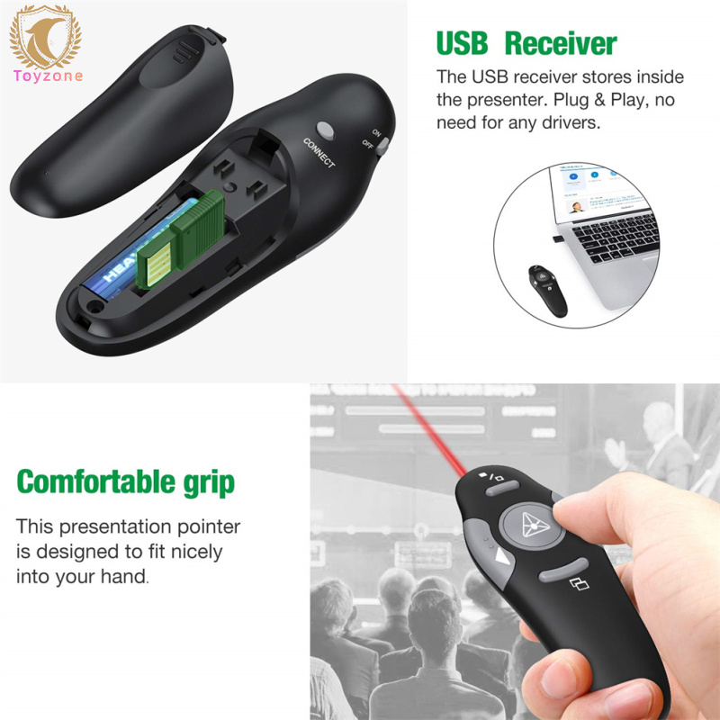 🚀USB Presenter Wireless 2.4 GHz Powerpoint Remote Control Pointer Red Presentation Remote Control For Computer Laptop