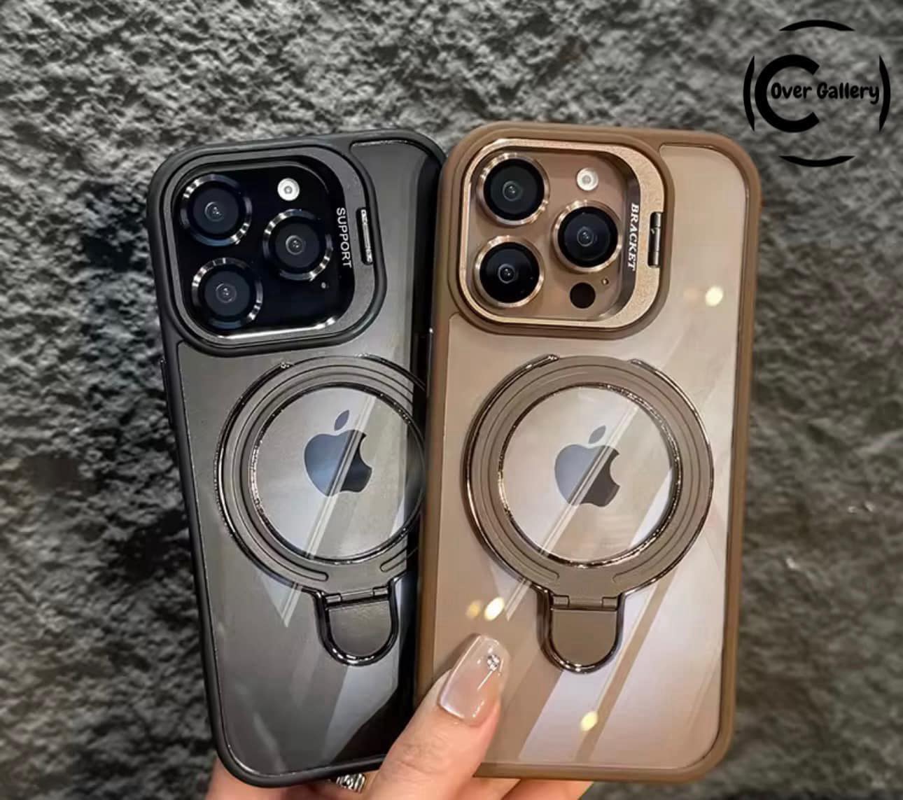 clear case with Camera Kickstand for iphone Tpu Pc Hard Cover case for iphone 14 Pro max black Colour Metal Phone case With Cemera Protector..