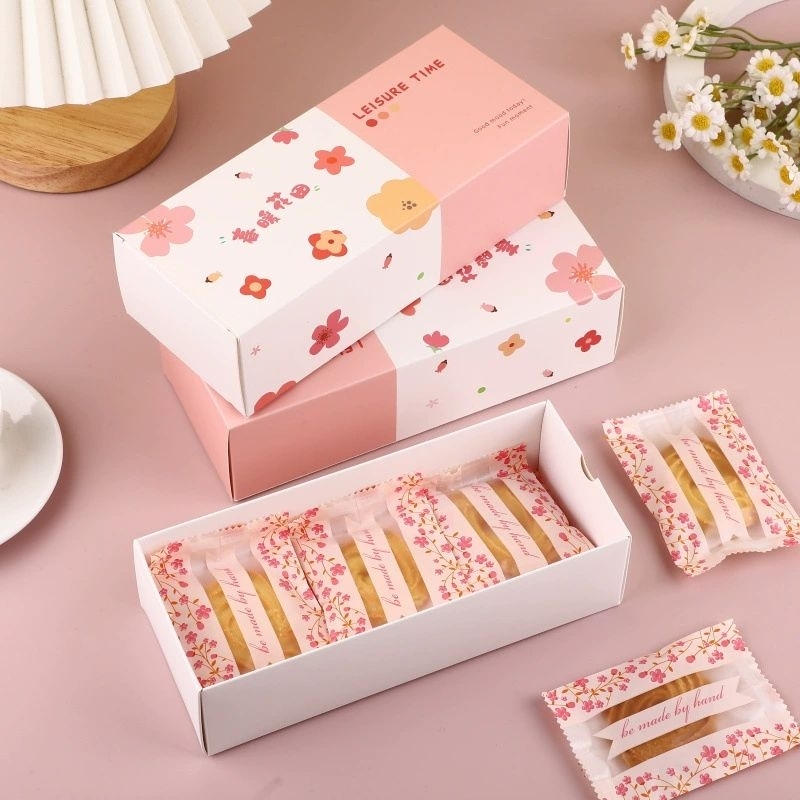 Hộp đựng bánh cookie quả cam,hoa đào