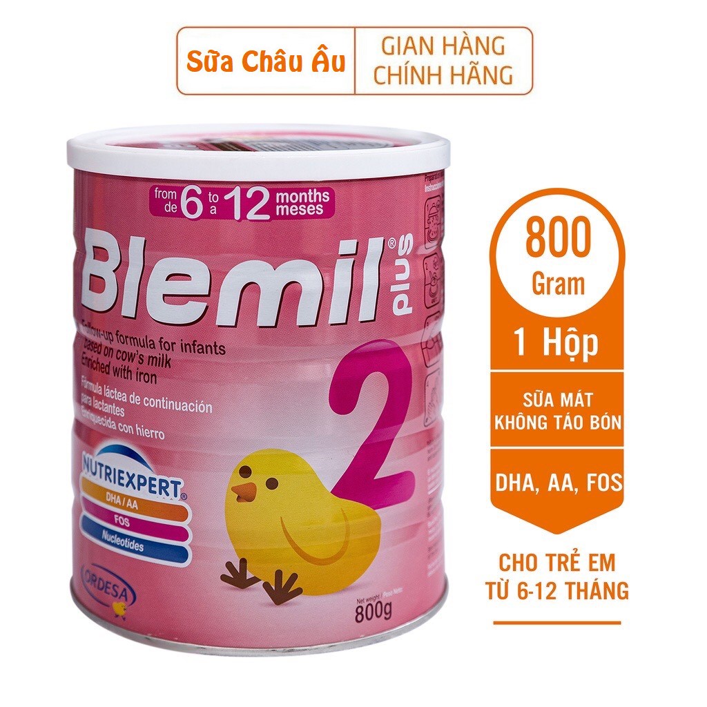 Sữa bột sinh học Blemil Plus 2 nhập khẩu Tây Ban Nha 800g