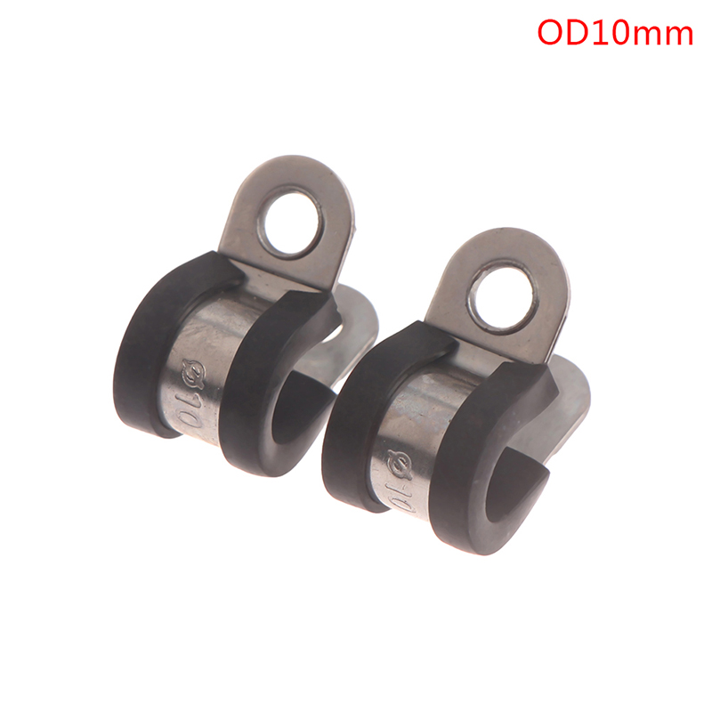Qcici 2pcs 304 Stainless Steel Rubber Lined P Clips Cable Mounting Hose Pipe Clamp