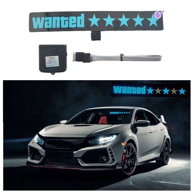 Windshield Electric 5 Stars Wanted Car LED Sign Light Up Window