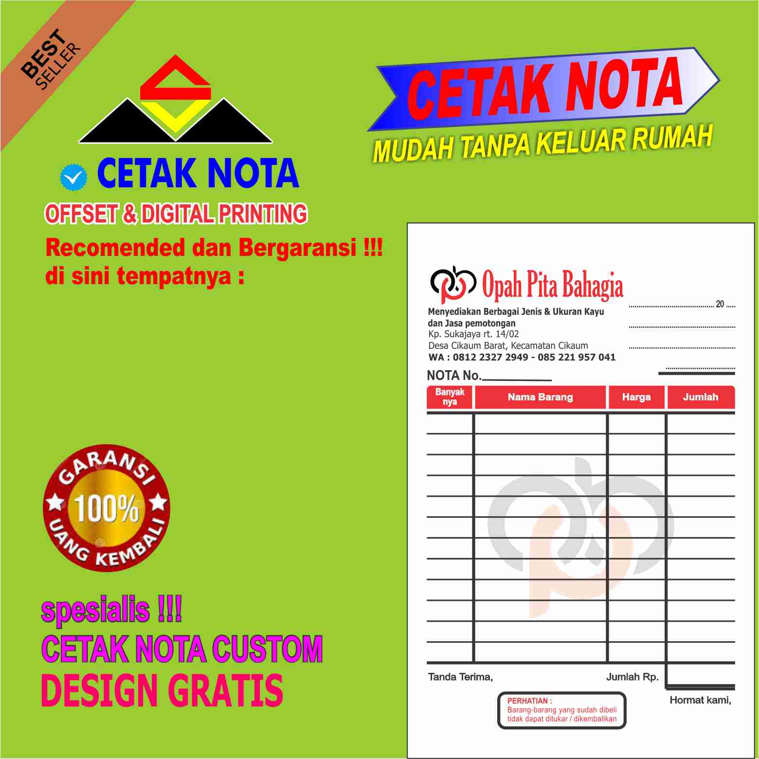 Notanota Buahnota Customcustom Nota 2 Ply Full Warna 4 Buku 14f Lazada Indonesia 3961