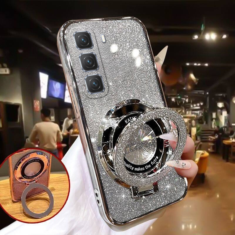 New Phone case infinix Hot60 Pro Back cover Fashionable Frosted Silicone Soft Clear Dustproof Bracket Adsorb Holder For infinix Hot 60 Pro + case. 