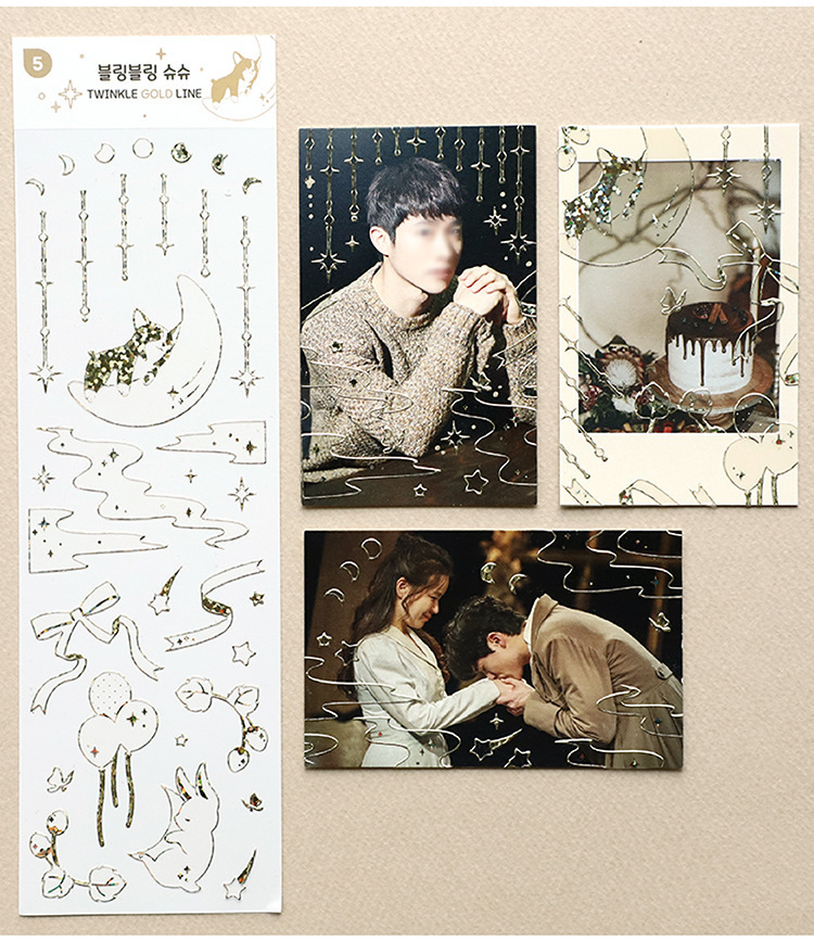 Tấm sticker Hologram, Twinkle line decor toploader, trang trí