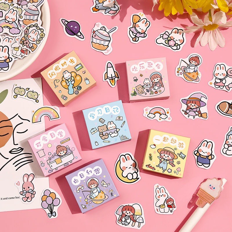 Hộp 50 tờ sticker dán cute