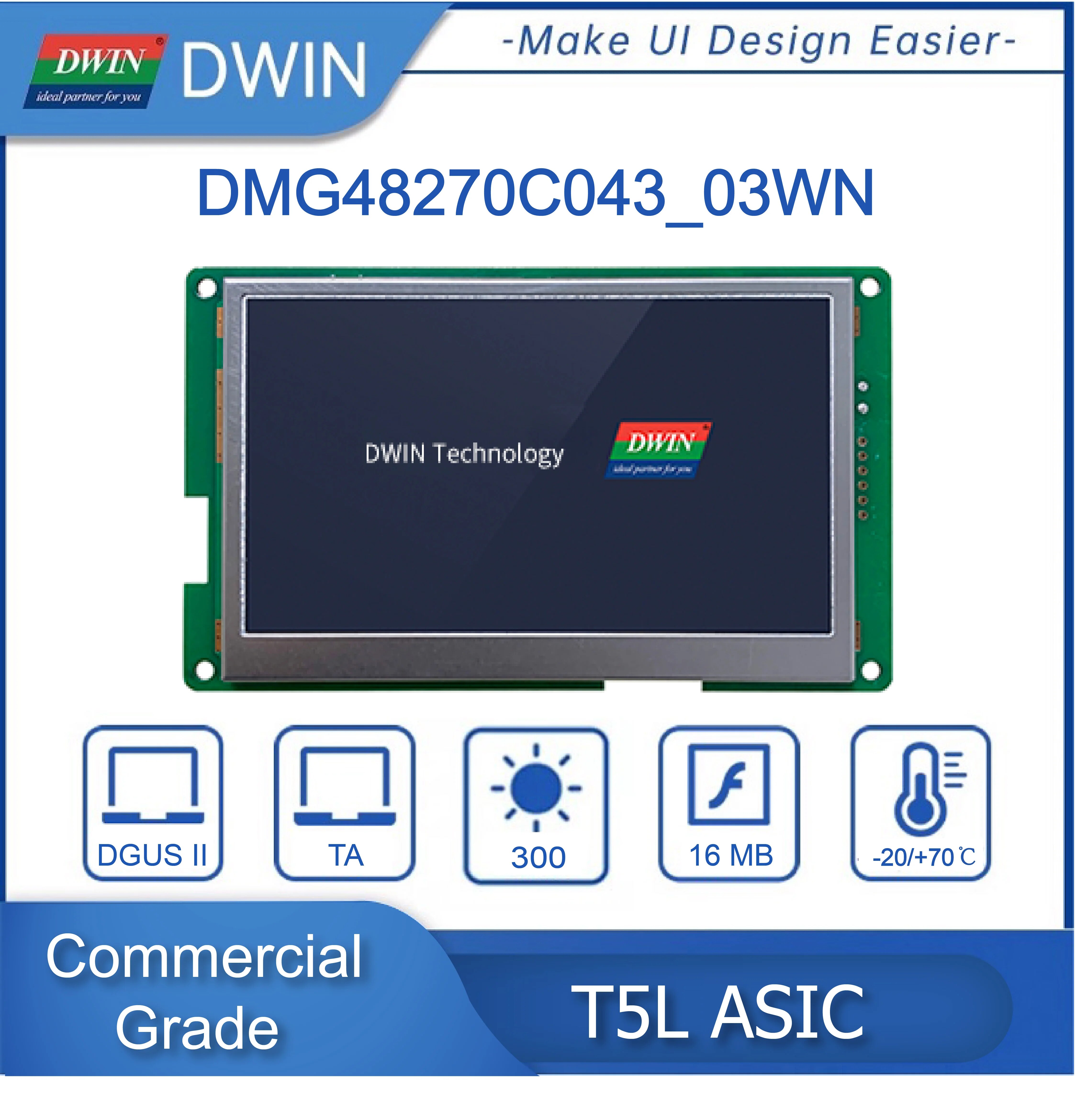 【Limited Time Only】 Dwin 4.3 Inch 480x272 Tft Lcd Display Hmi Touch Screen Smart Display Hmi Screen
