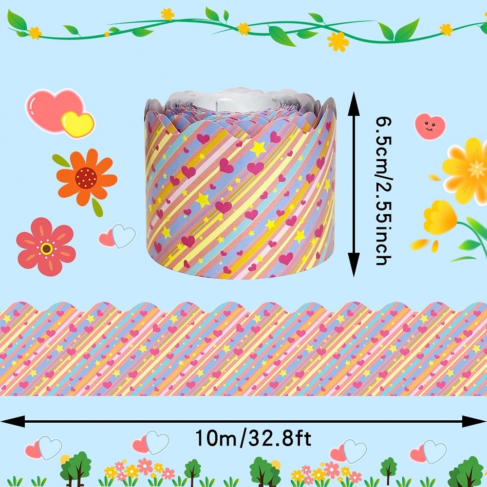 RM5B9G89Z Floral Pattern Paper Border Strips Decorative Trim Non