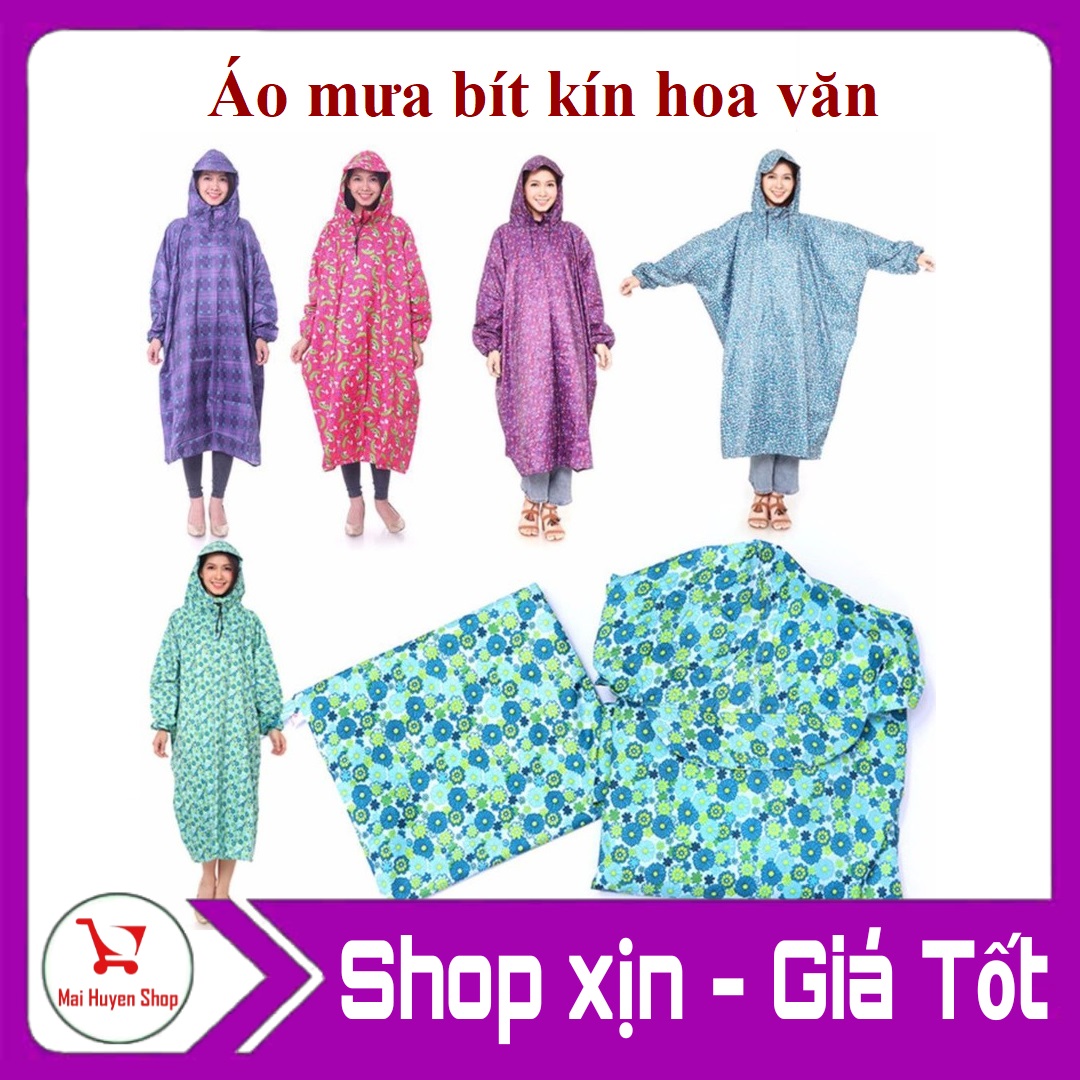 [HCM]Áo Mưa Bít Không Xẻ Tà Có Hoa Văn