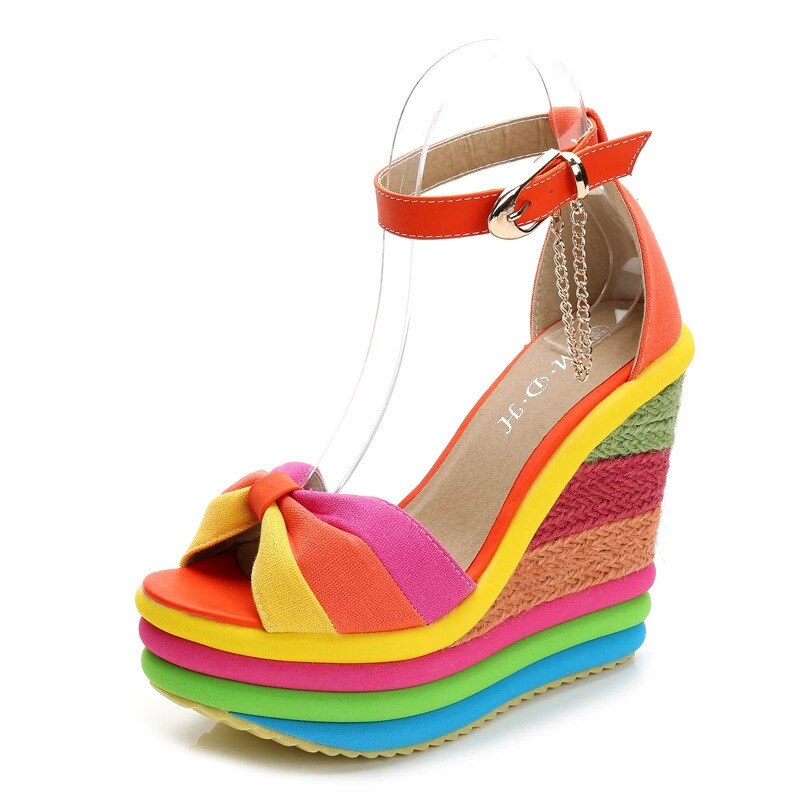 Colorful espadrille muffin wedge hot sale sandals