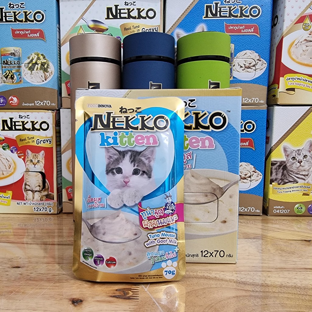 Pate Nekko Kitten cho mèo con 70gr/gói 4 vị [Sữa Dê - Cá Hồi - Cá Ngừ - Gà]