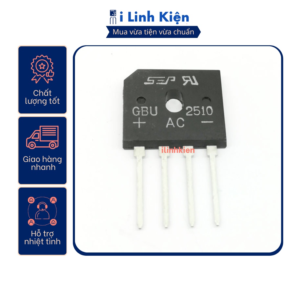 Gbu2510 diode cầu 25a 1000v dip-4 chính hãng seb