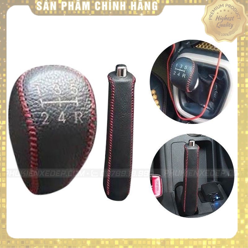 Bọc cần số, phanh tay hyundai i10 số sàn 2013 - 2021 da bò thật 100%, bảo hành 2 năm