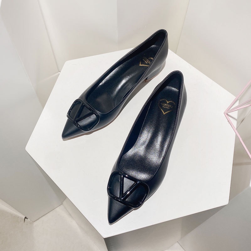 [BB-0207] Giày búp bê gót thấp 3 cm mũi nhọn cho nữ công sở thanh lịch